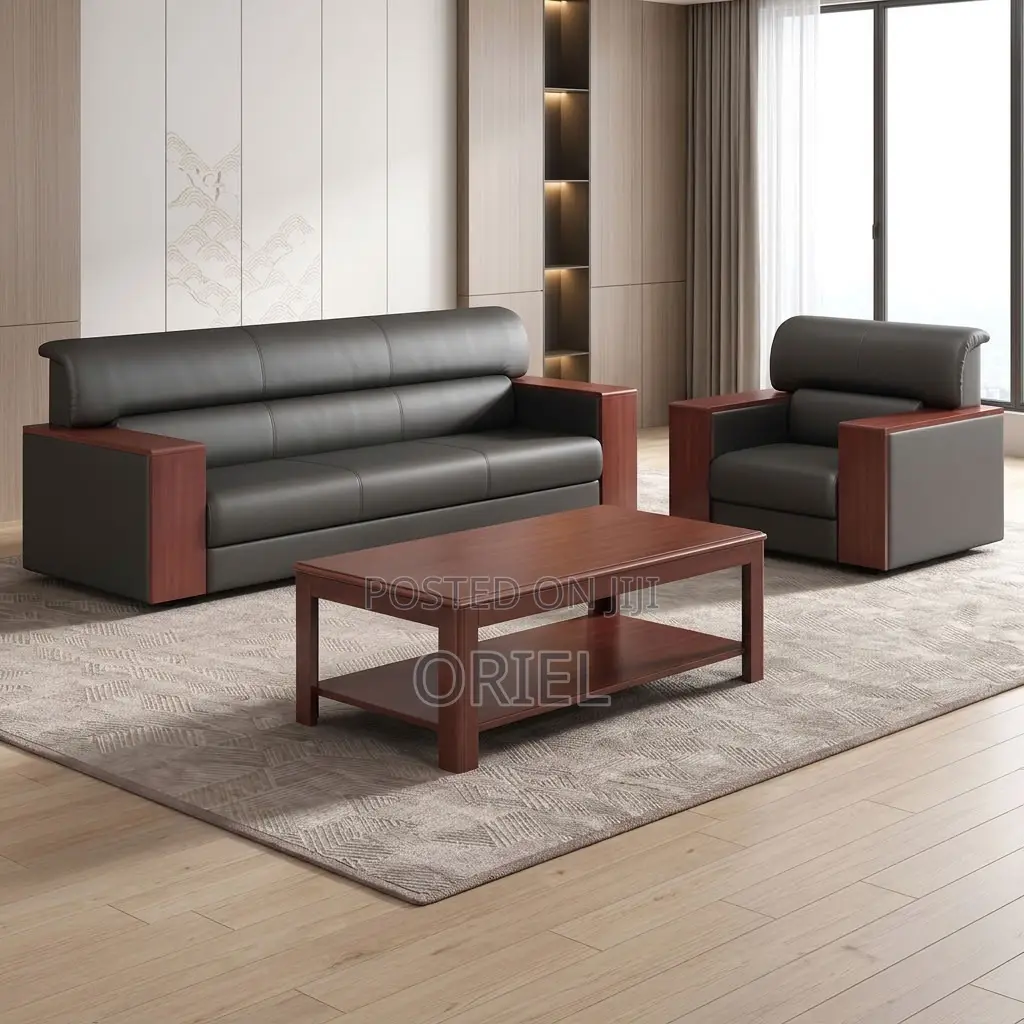 Office Sofa : Five-Seater Leather Sofa