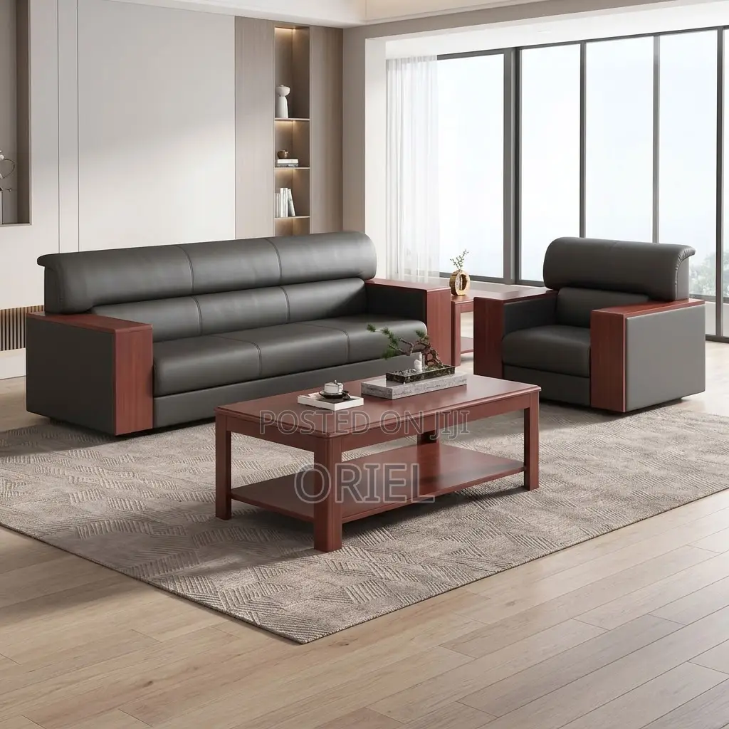Office Sofa : Five-Seater Leather Sofa