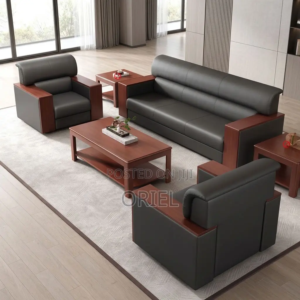 Office Sofa : Five-Seater Leather Sofa
