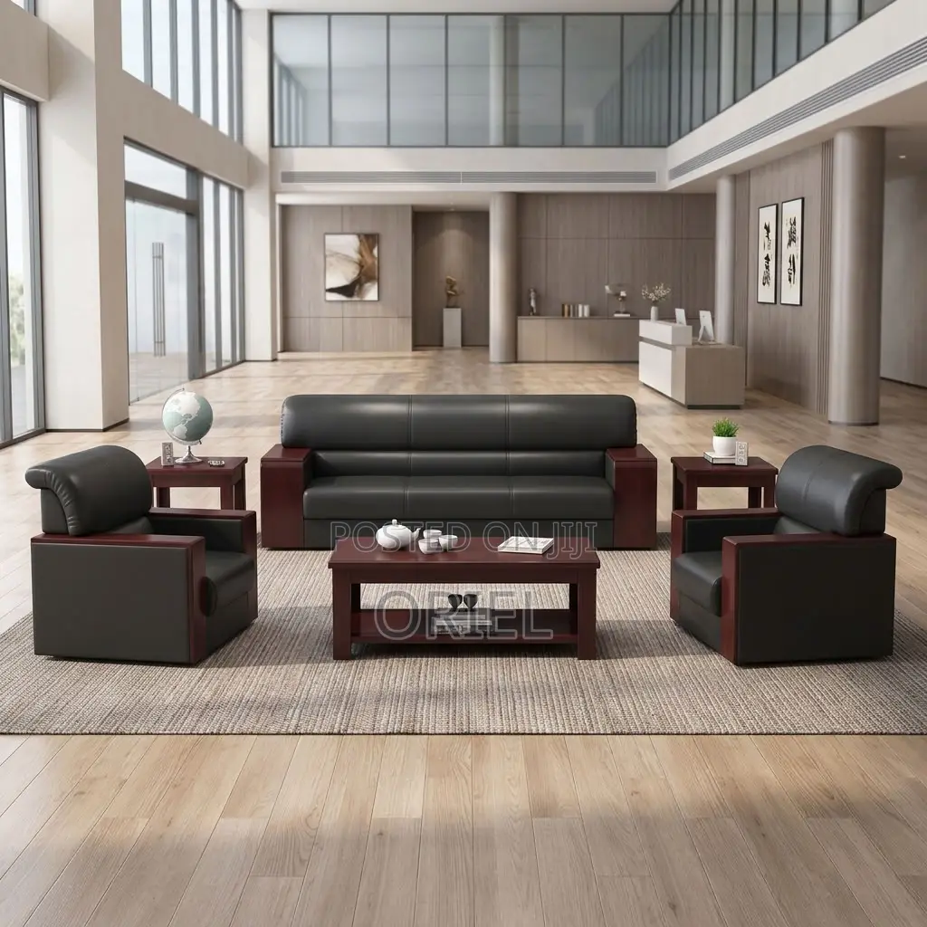 Office Sofa : Five-Seater Leather Sofa