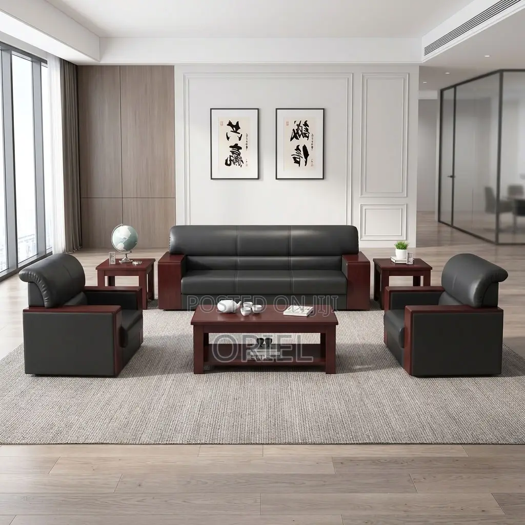 Office Sofa : Five-Seater Leather Sofa