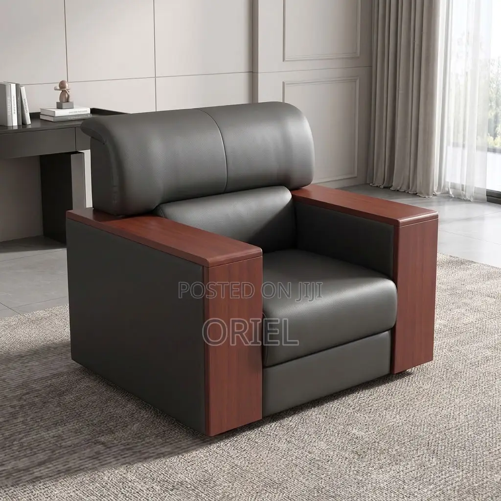 Office Sofa : Five-Seater Leather Sofa