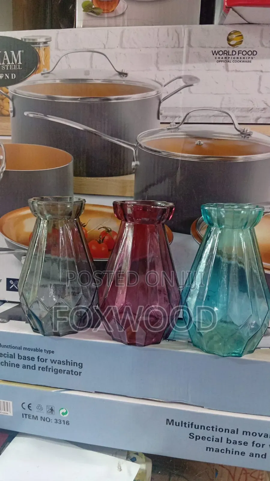 Diamond Faceted Coloured Vase.