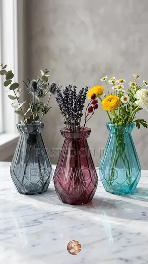 Diamond Faceted Coloured Vase.