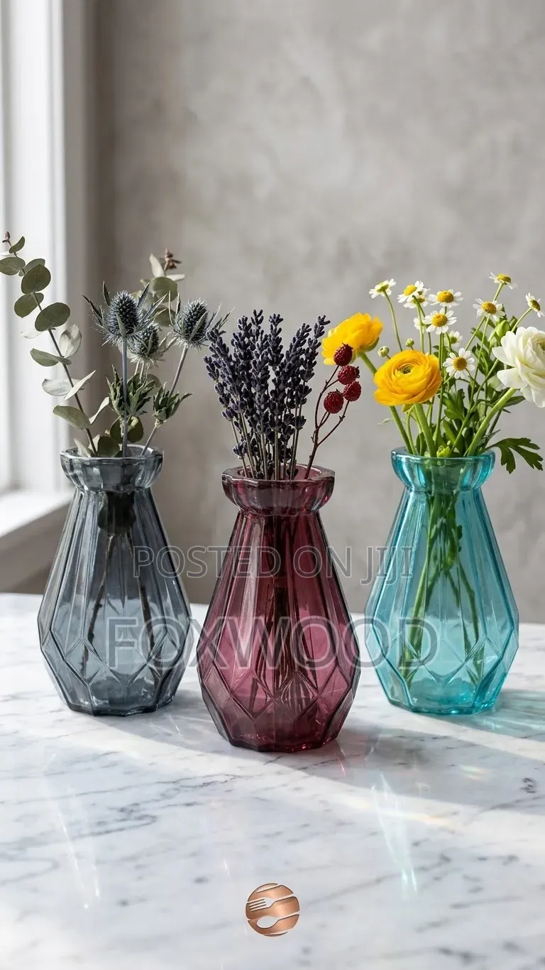 Diamond Faceted Coloured Vase.
