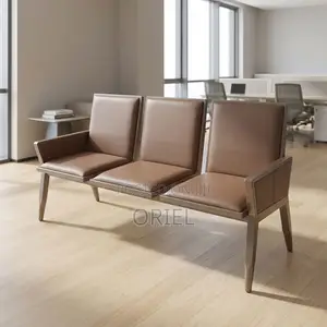 Office Bench : Brown Three-Person Office Reception Seat