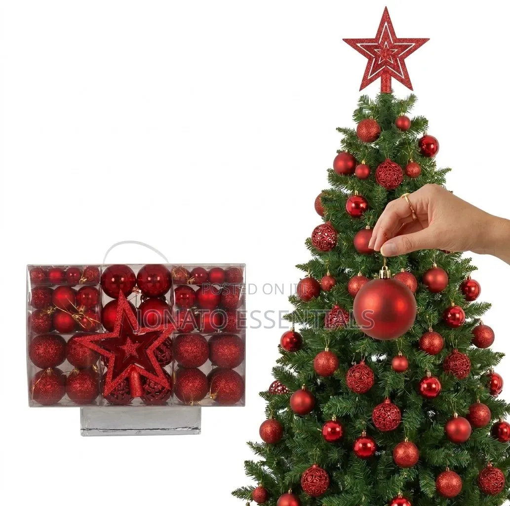 101 PCS Red Christmas Baubles Set With Star Topper Tree Decor