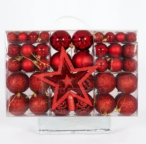 101 PCS Red Christmas Baubles Set With Star Topper Tree Decor