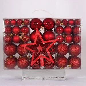 101 PCS Red Christmas Baubles Set With Star Topper Tree Decor