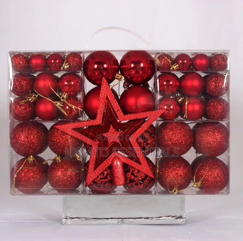 101 PCS Red Christmas Baubles Set With Star Topper Tree Decor