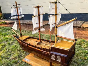 Handcrafted Wooden Pirate Galleon Ship (Large Home & Office Decor)