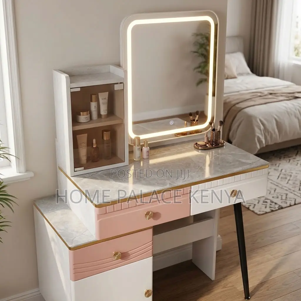 Vanity Set; LED Square Mirrored Vanity Set