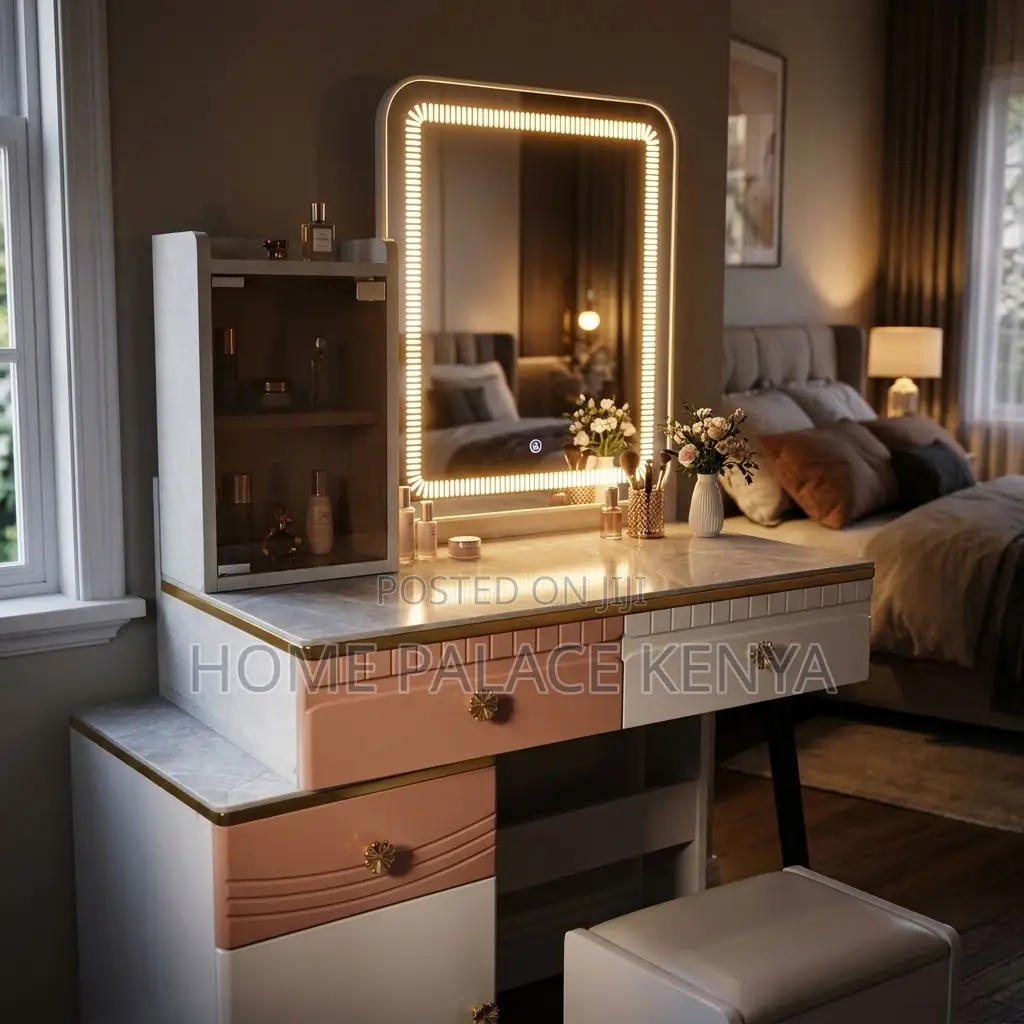Vanity Set; LED Square Mirrored Vanity Set