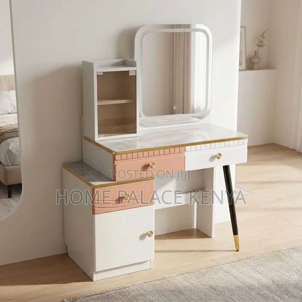 Vanity Set; LED Square Mirrored Vanity Set