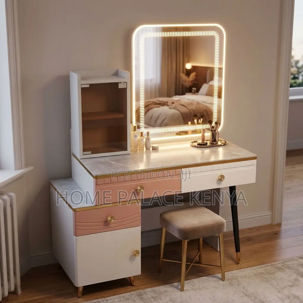 Vanity Set; LED Square Mirrored Vanity Set