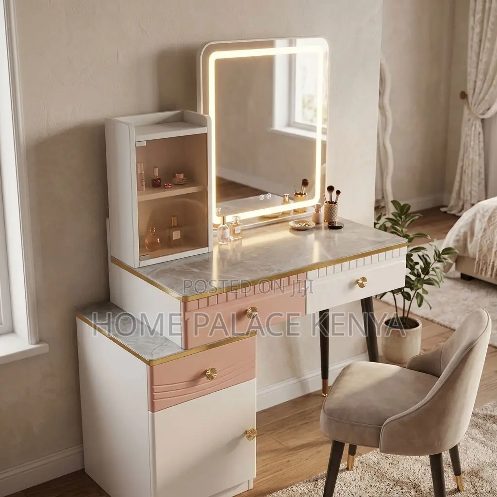 Vanity Set; LED Square Mirrored Vanity Set