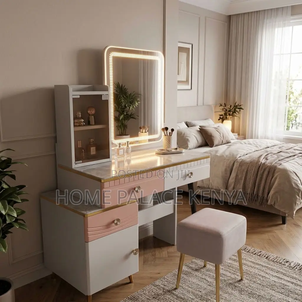 Vanity Set; LED Square Mirrored Vanity Set