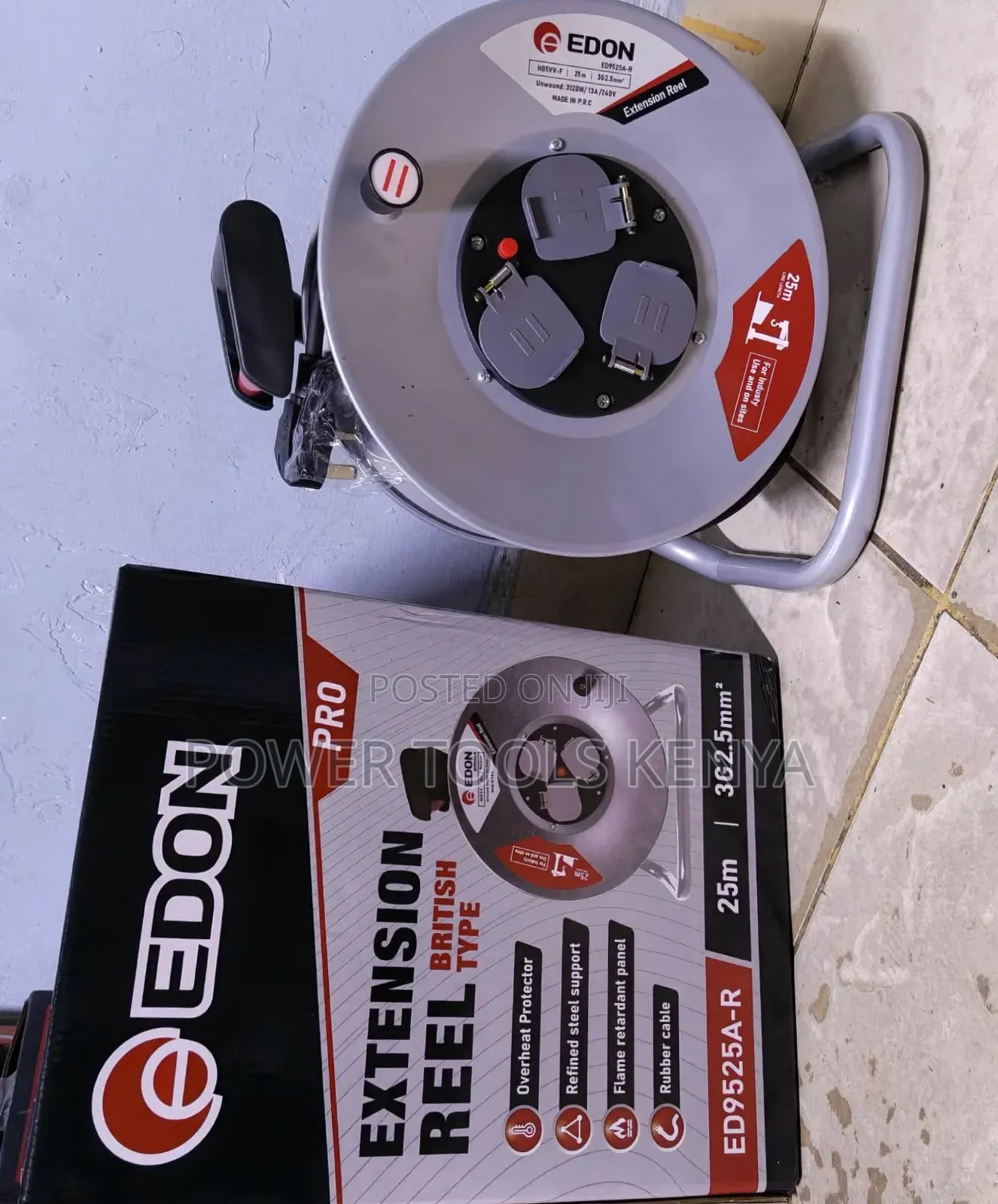 Edon Pro 25M Heavy Duty Extension Cable Reel