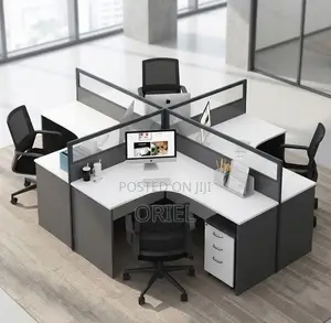 4-Way Office Workstation Desk for Modern Team Environments