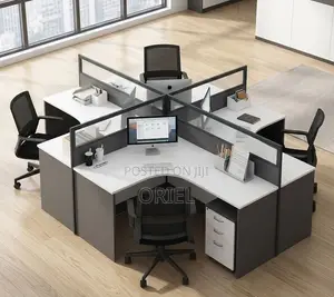 4-Way Office Workstation Desk for Modern Team Environments