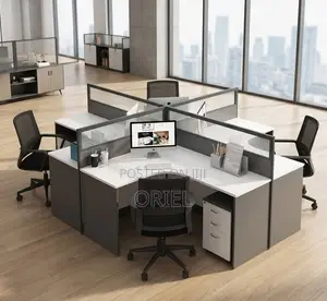 4-Way Office Workstation Desk for Modern Team Environments