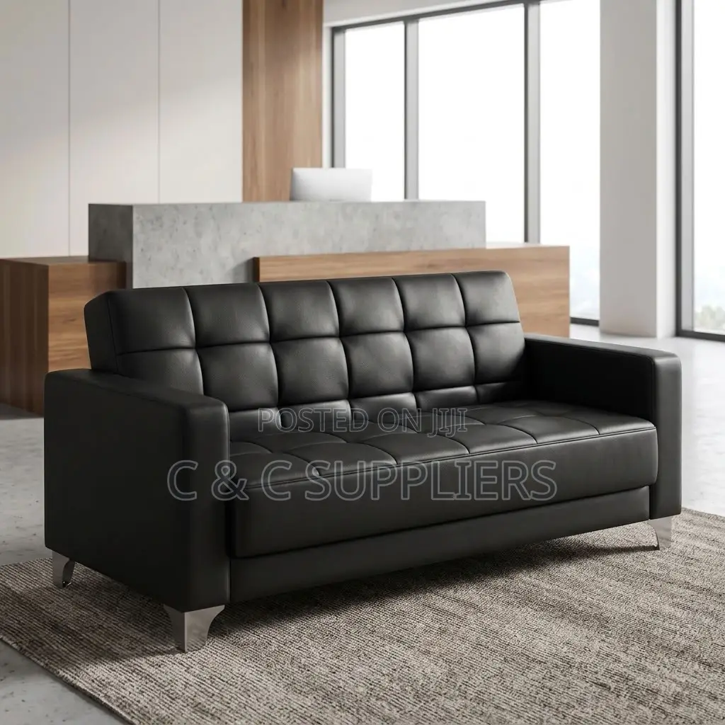 2-Seater Tufted Leather Sofa.