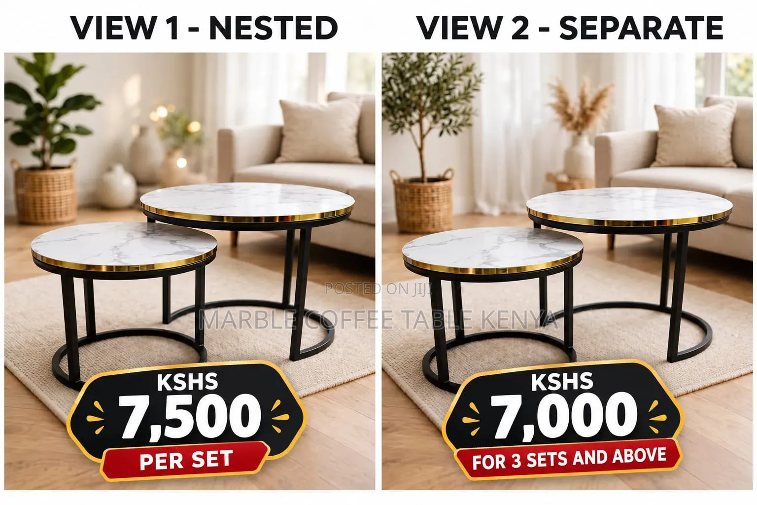 Round Nesting Marble Coffee Tables
