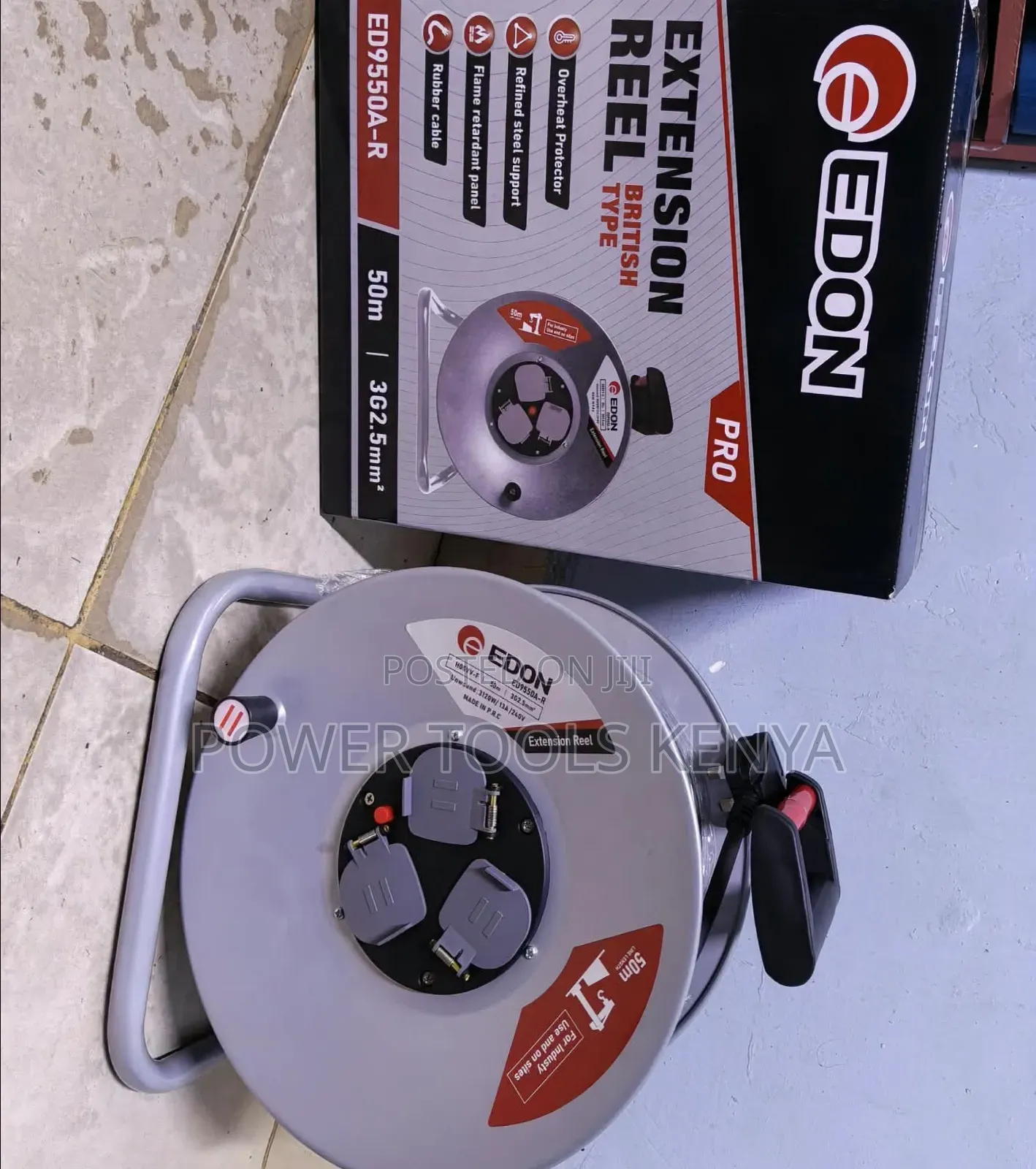 Edon Pro 50M Heavy-Duty Extension Cable Reel