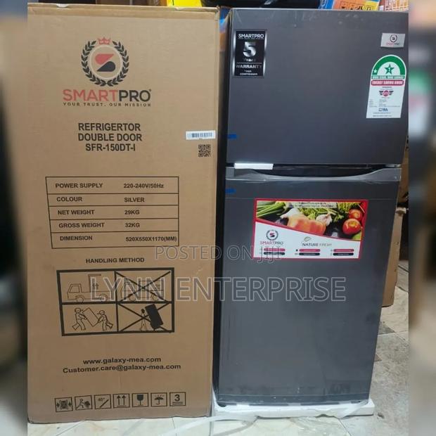 Smart Pro SFR-150-DT-I Double Door Refrigerator, 121L - Silver