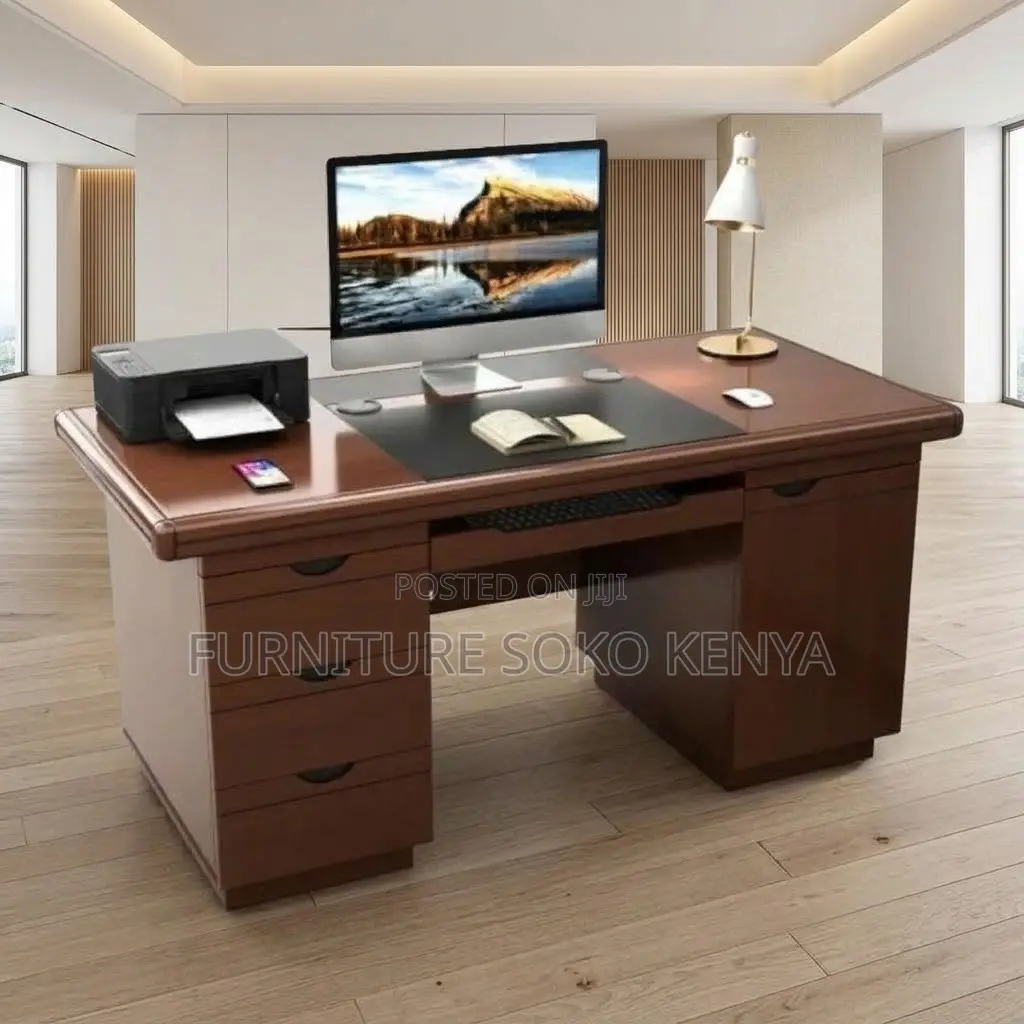 Mahogany Executive Table | 1200MM Brown Desk With Drawer