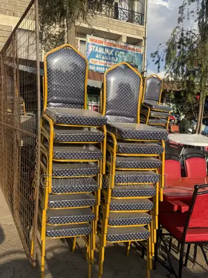 Blue Polythene Conference Chairs Gold Coated