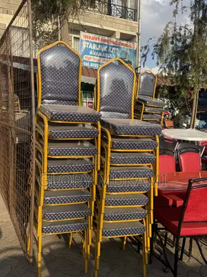 Blue Polythene Conference Chairs Gold Coated
