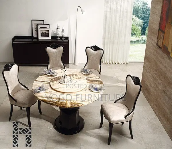 Dining Table; Round Marble Dining Table