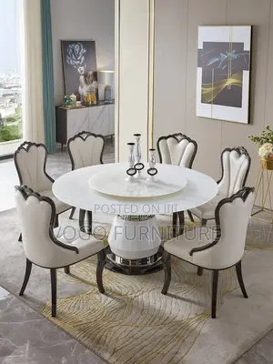 Dining Table; Round Marble Dining Table