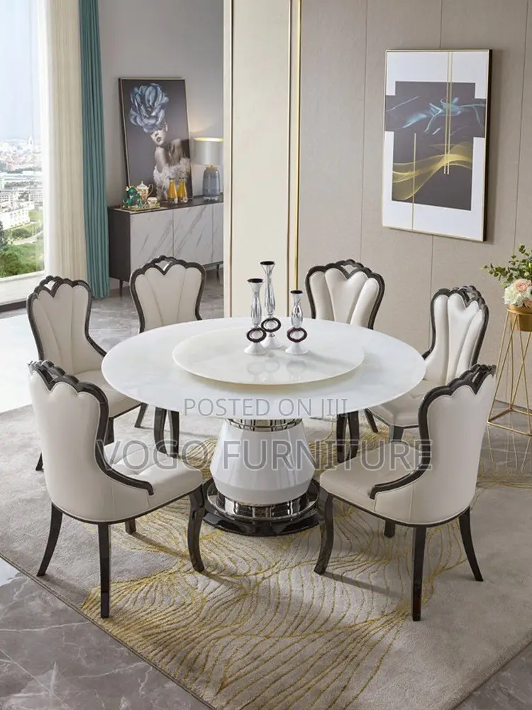 Dining Table; Round Marble Dining Table