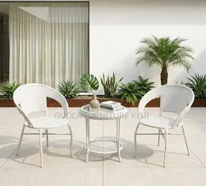 Balcony 2 Seater Outdoor Rattan White Outdoor Set.