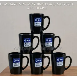 *Set of 6 Luminarc New Morning Black Cups