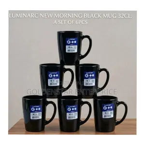 *Set of 6 Luminarc New Morning Black Cups