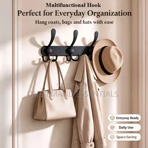 Black Stainless Steel Wall-Mounted Hook Rack