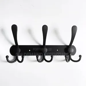 Black Stainless Steel Wall-Mounted Hook Rack