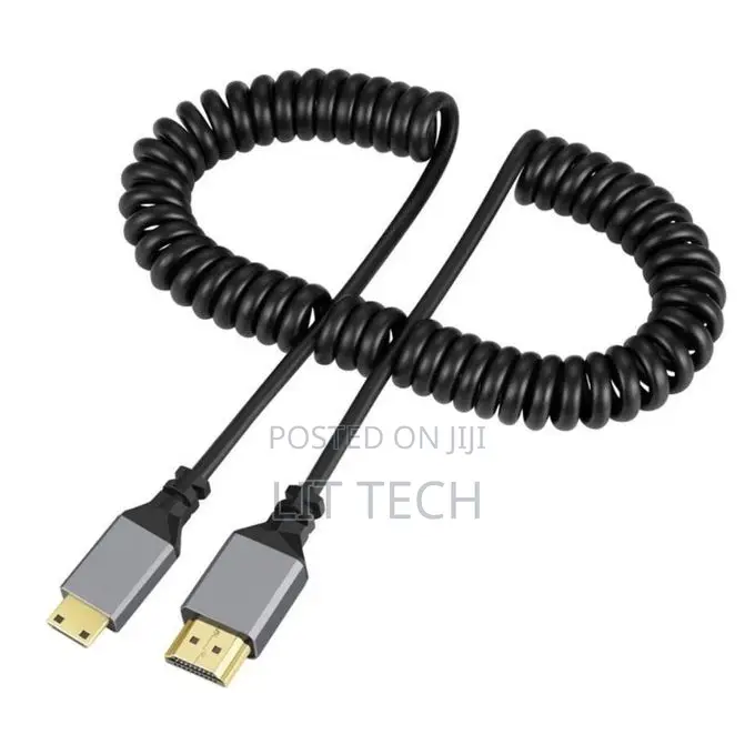 Mini HDMI to Standard HDMI Coiled Audio Video Cable 4K at 60Hz