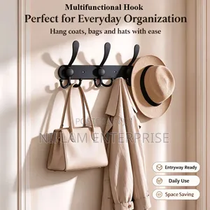 Black Stainless Steel Wall-Mounted Hook Rack