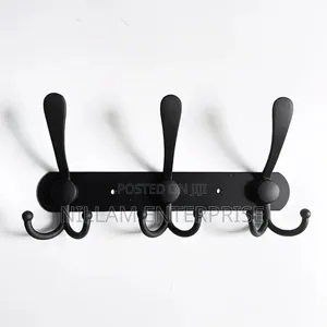 Black Stainless Steel Wall-Mounted Hook Rack