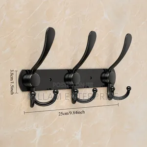 Black Stainless Steel Wall-Mounted Hook Rack