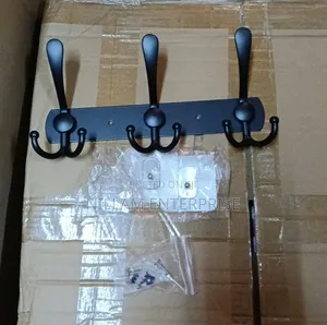Black Stainless Steel Wall-Mounted Hook Rack