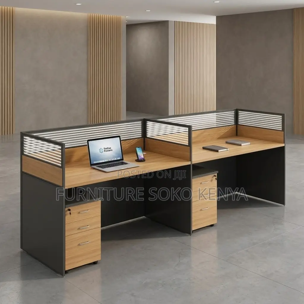 Office Workstations in Blue | 2 User Straight Desk Station