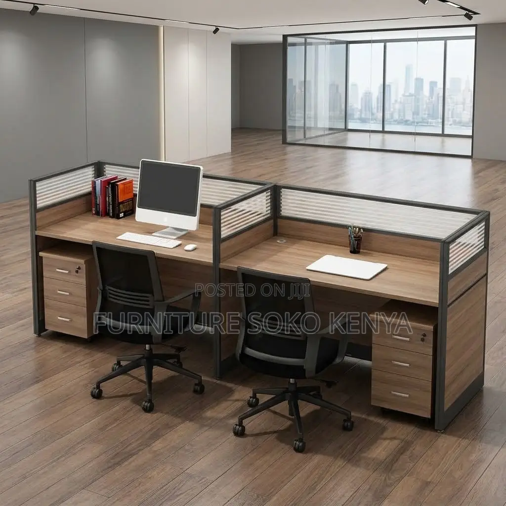 Office Workstations in Blue | 2 User Straight Desk Station