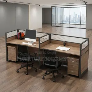 Office Workstations in Blue | 2 User Straight Desk Station