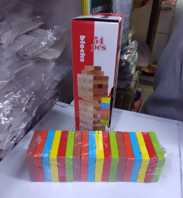Coloured Jenga Wooden Blocks Stacking Tower Game –Km