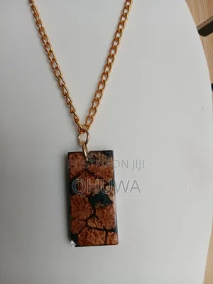 Handmade Resin Pendant Necklace for Men – Copper & Black Opal Pendants